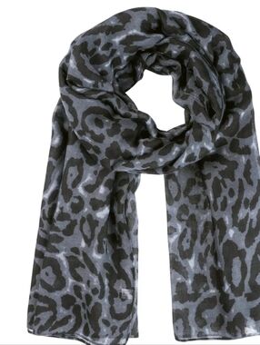 Unbranded Grey and Black Leopard Print Women's Scarf 60"×13.5"